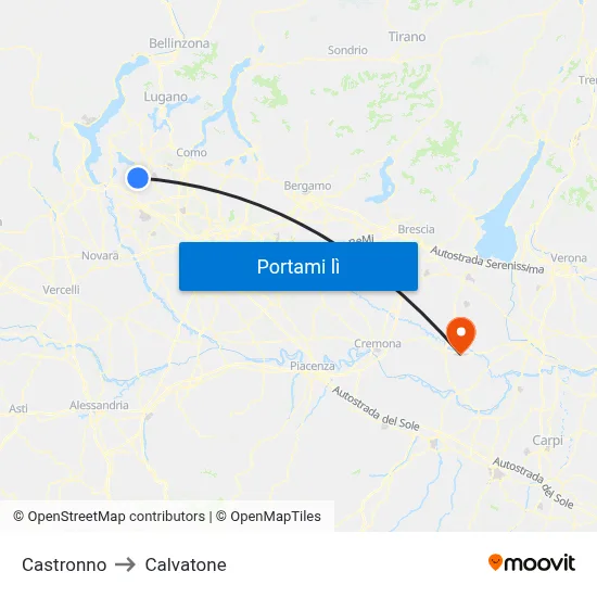 Castronno to Calvatone map