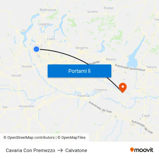 Cavaria Con Premezzo to Calvatone map