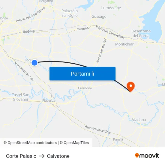 Corte Palasio to Calvatone map
