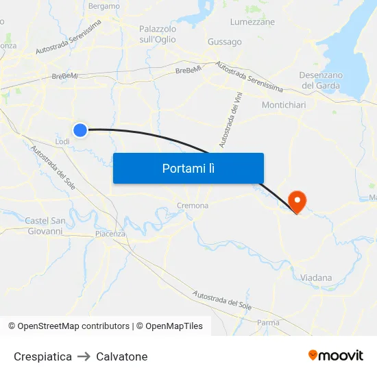 Crespiatica to Calvatone map