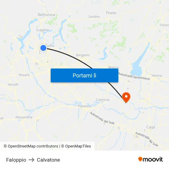 Faloppio to Calvatone map