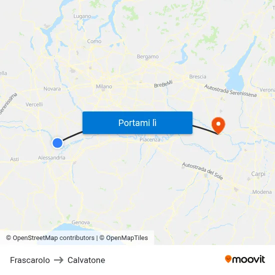 Frascarolo to Calvatone map