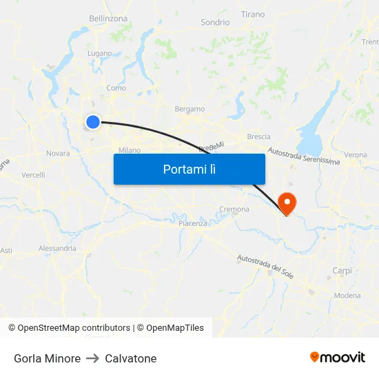 Gorla Minore to Calvatone map