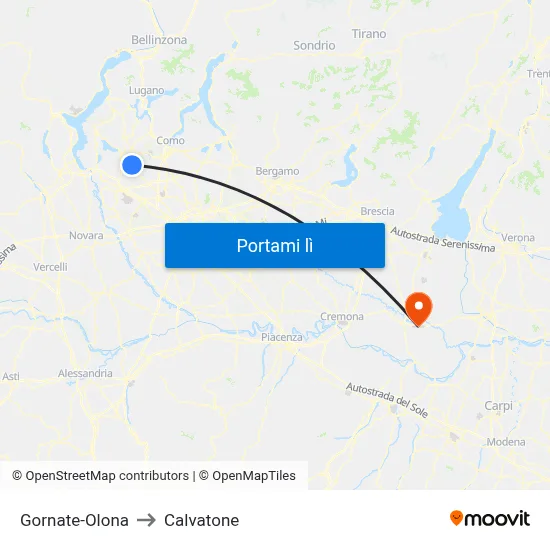 Gornate-Olona to Calvatone map