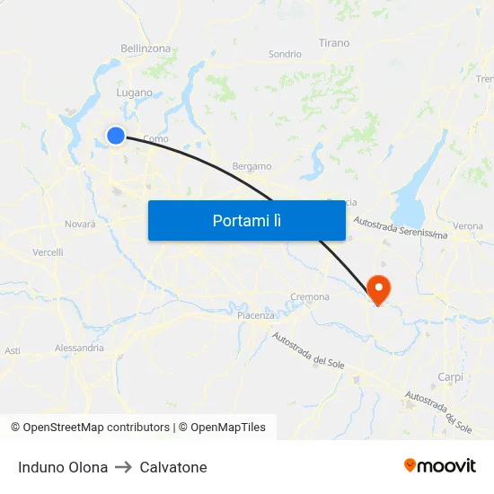 Induno Olona to Calvatone map