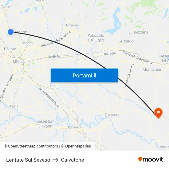 Lentate Sul Seveso to Calvatone map