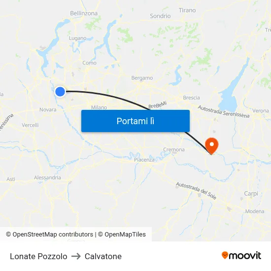 Lonate Pozzolo to Calvatone map