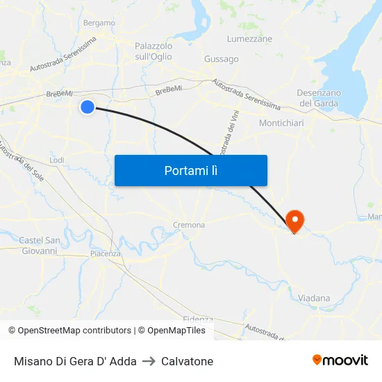 Misano Di Gera D' Adda to Calvatone map