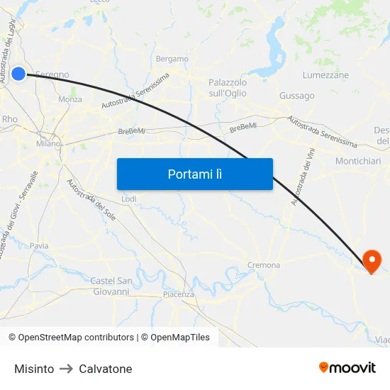 Misinto to Calvatone map