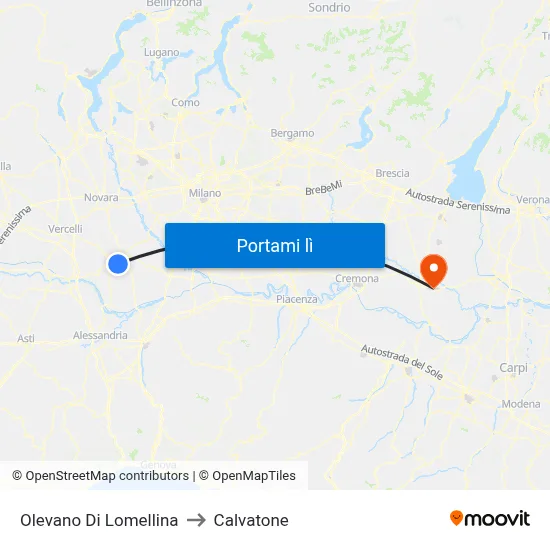 Olevano Di Lomellina to Calvatone map