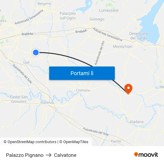 Palazzo Pignano to Calvatone map