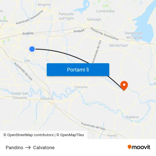 Pandino to Calvatone map