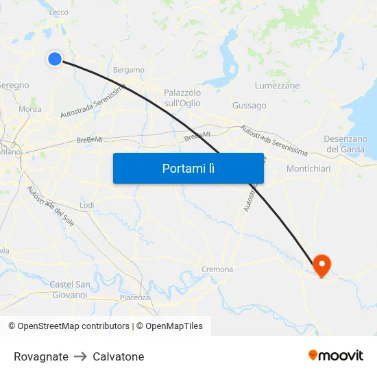 Rovagnate to Calvatone map