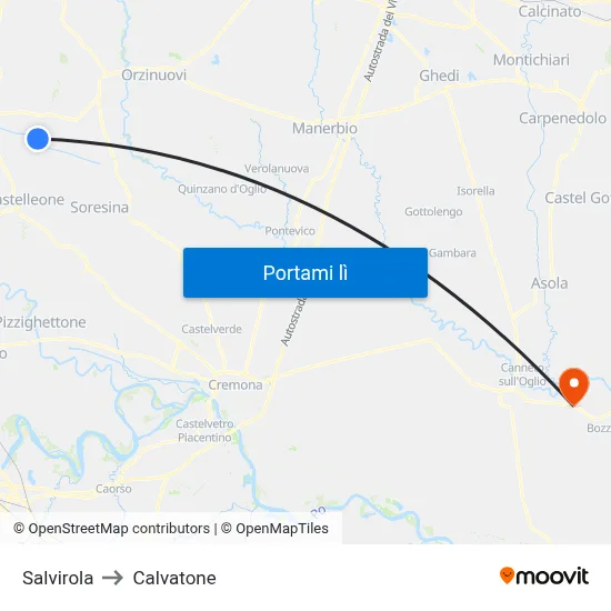 Salvirola to Calvatone map