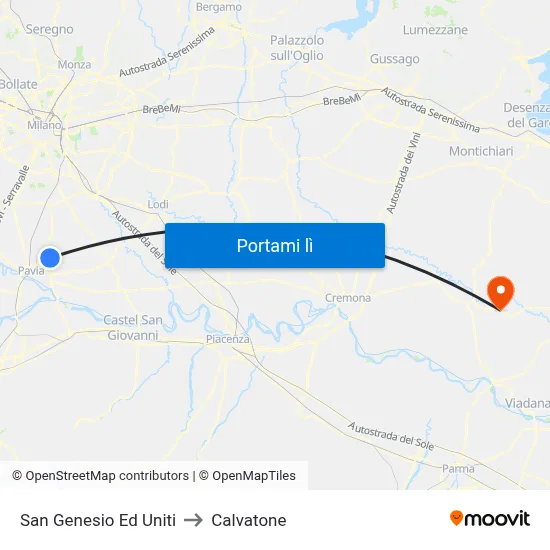 San Genesio Ed Uniti to Calvatone map