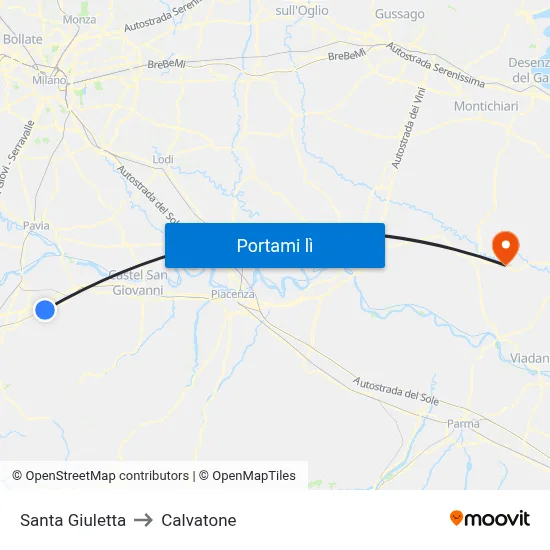 Santa Giuletta to Calvatone map