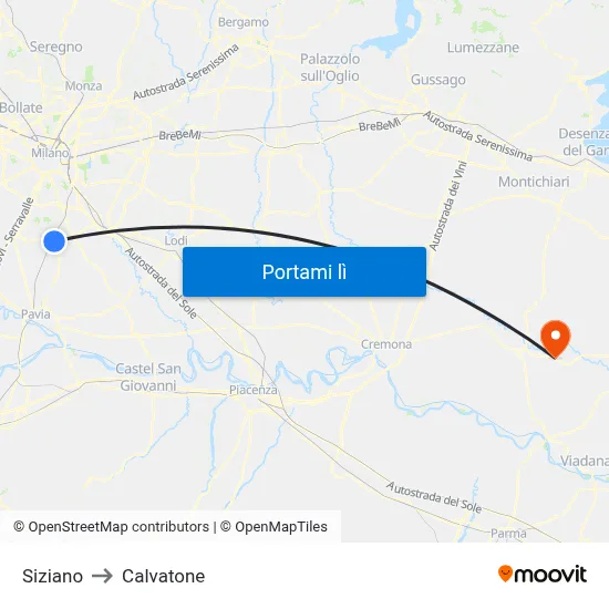 Siziano to Calvatone map