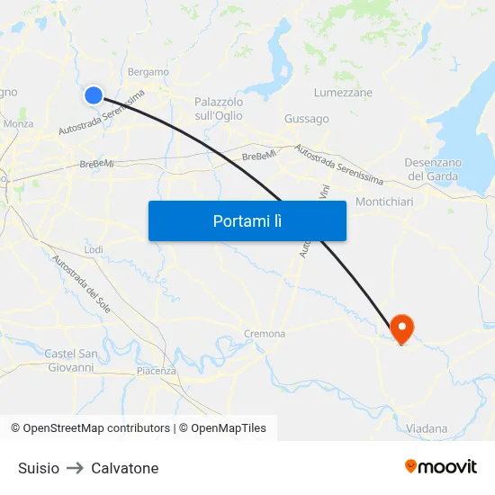 Suisio to Calvatone map