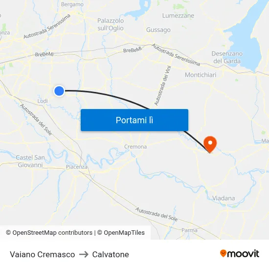 Vaiano Cremasco to Calvatone map