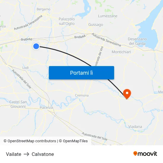 Vailate to Calvatone map