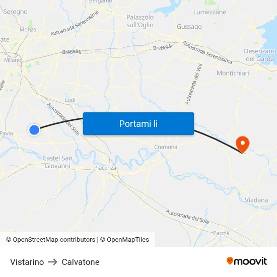 Vistarino to Calvatone map
