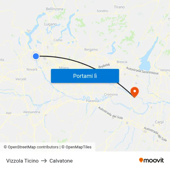 Vizzola Ticino to Calvatone map