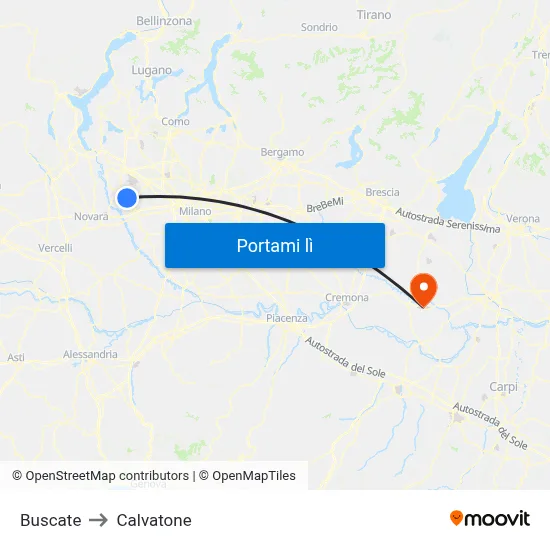 Buscate to Calvatone map