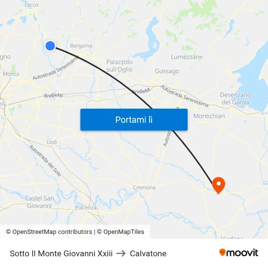 Sotto Il Monte Giovanni Xxiii to Calvatone map