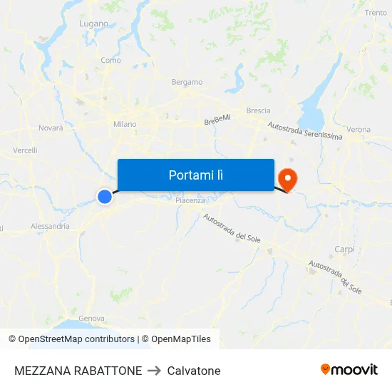 MEZZANA RABATTONE to Calvatone map