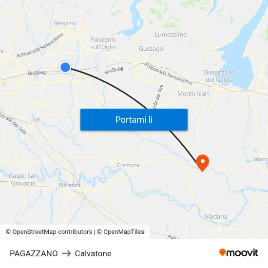PAGAZZANO to Calvatone map