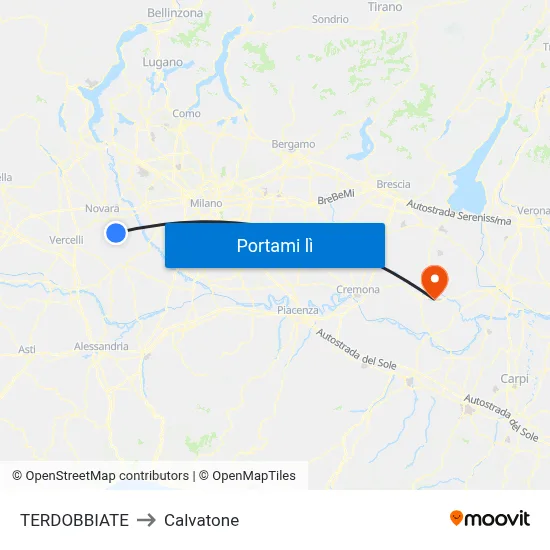 TERDOBBIATE to Calvatone map