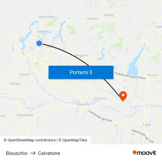 Bisuschio to Calvatone map