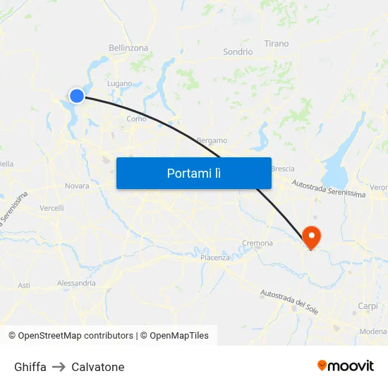 Ghiffa to Calvatone map