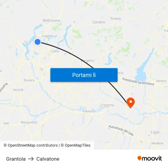 Grantola to Calvatone map