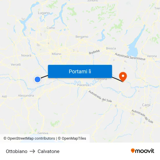 Ottobiano to Calvatone map