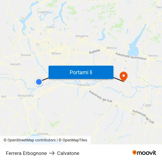 Ferrera Erbognone to Calvatone map