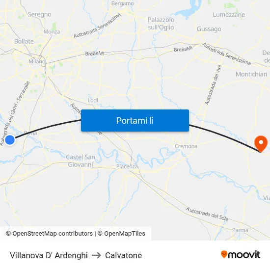 Villanova D' Ardenghi to Calvatone map