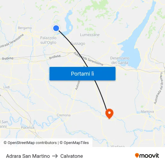 Adrara San Martino to Calvatone map