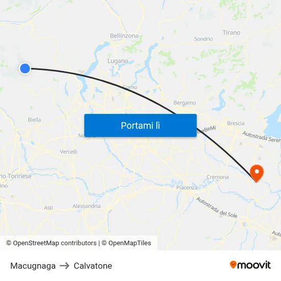 Macugnaga to Calvatone map