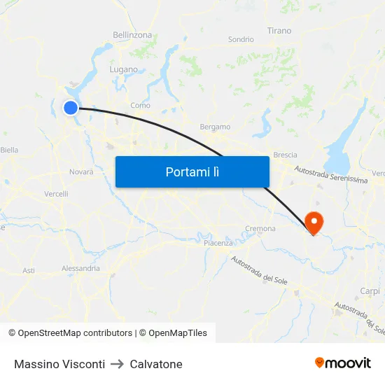 Massino Visconti to Calvatone map