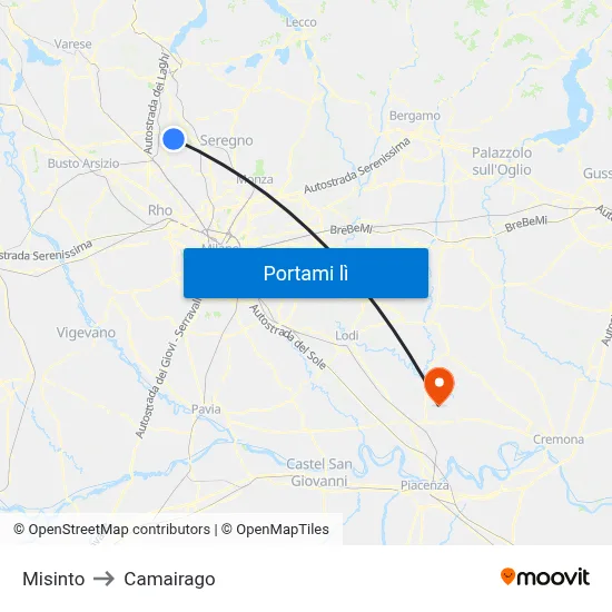 Misinto to Camairago map