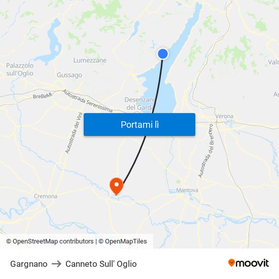 Gargnano to Canneto Sull' Oglio map