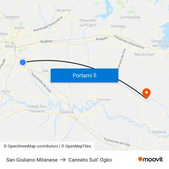 San Giuliano Milanese to Canneto Sull' Oglio map