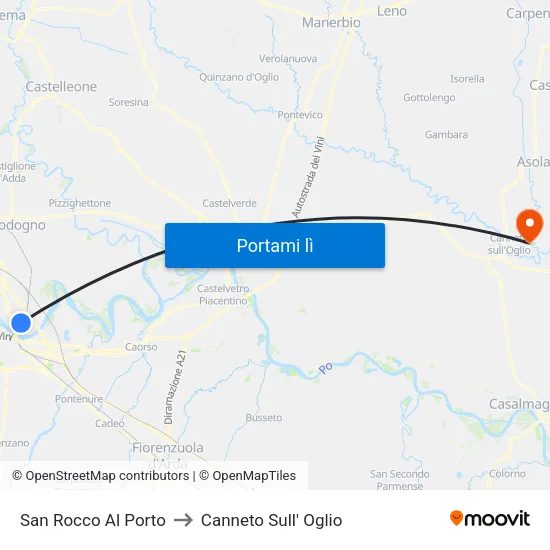San Rocco Al Porto to Canneto Sull' Oglio map