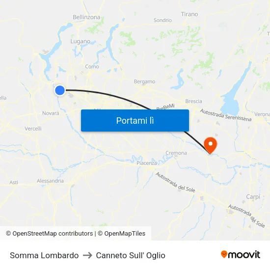 Somma Lombardo to Canneto Sull' Oglio map
