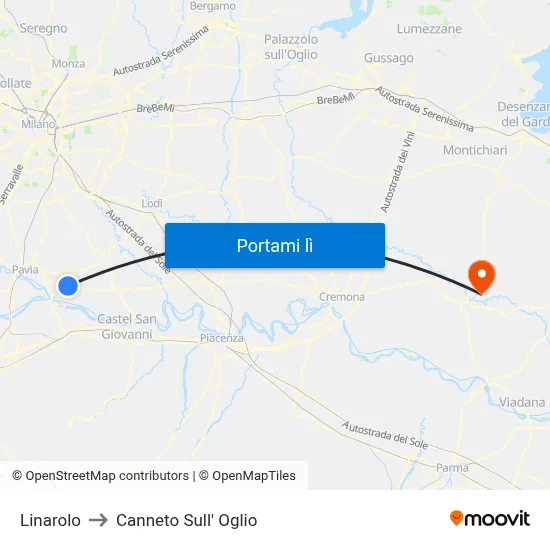 Linarolo to Canneto Sull' Oglio map
