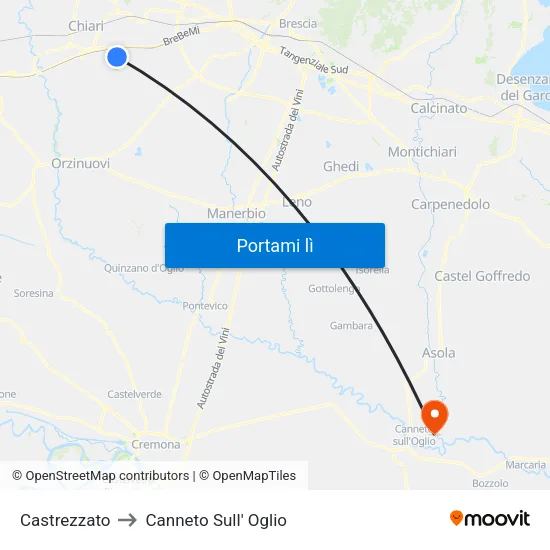 Castrezzato to Canneto Sull' Oglio map