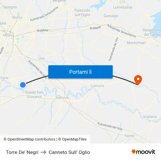 Torre De' Negri to Canneto Sull' Oglio map