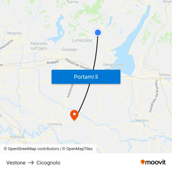Vestone to Cicognolo map