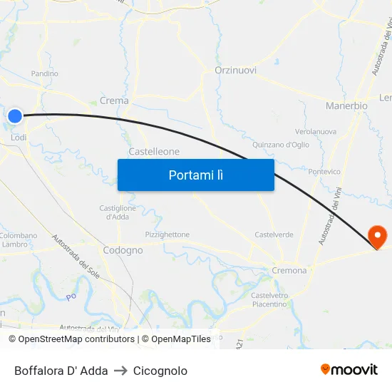 Boffalora D' Adda to Cicognolo map